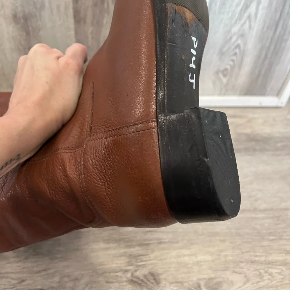 Tory Burch Jolie Tall Riding Boots Womens 9.5  Brown Pebbled Leather Equestrian